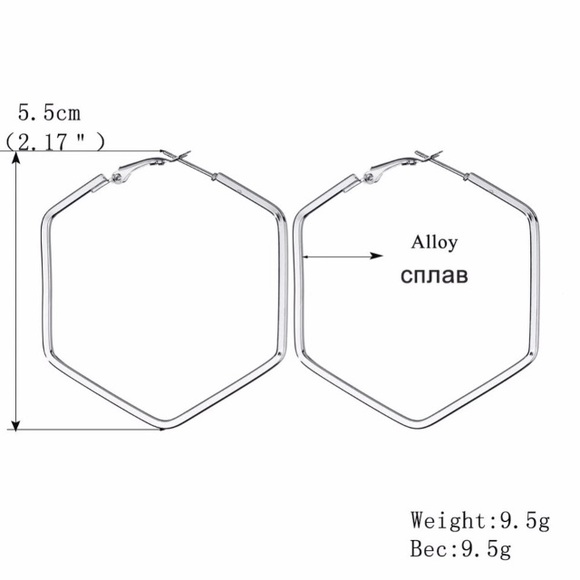 NEW!๐๐HEXAGON! AWESOME HOOPS!๐๐SILVERY MODERN! - Picture 5 of 8